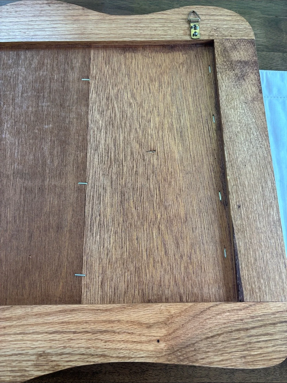 Vintage Oak Wood Wall Organizer with Cork Board, Mail Slots, and Key Hooks 22x16